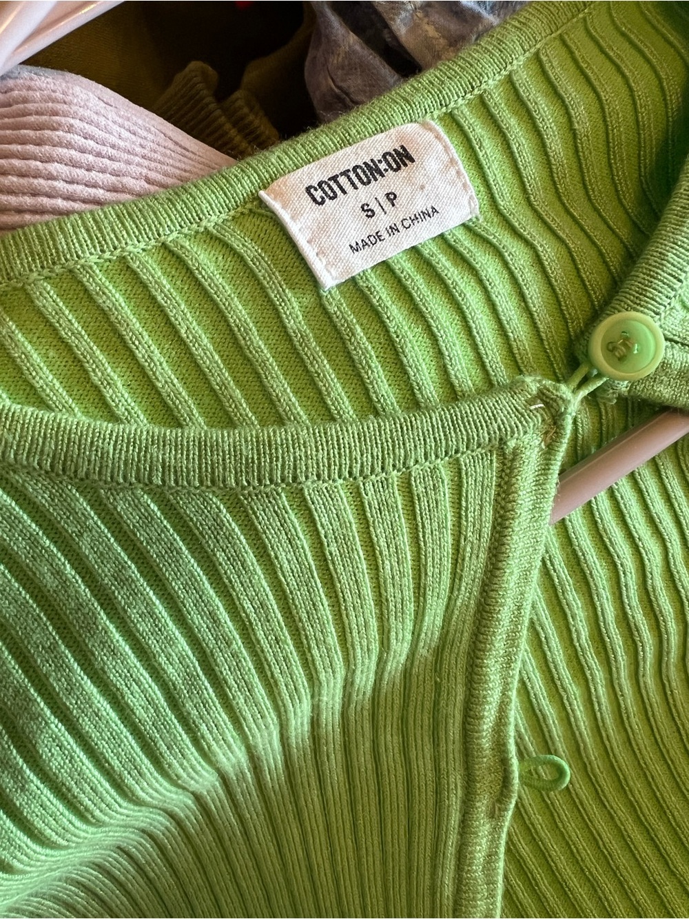 Cotton On Green Ribbed Button-Front Cardigan - Picture 2 of 2